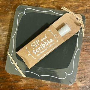 🆕 “Sip and Scribble” chalkboard coasters